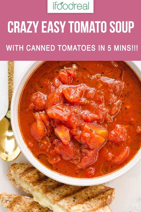 Tomato Soup With Canned Tomatoes, Healthy Tomato Soup, Tomato Soup Healthy, Pumpkin Soup Healthy, Easy Homemade Soups, Tomato Soup Easy, Low Calorie Soup, Tomato Soup Homemade, Canned Tomato Soup