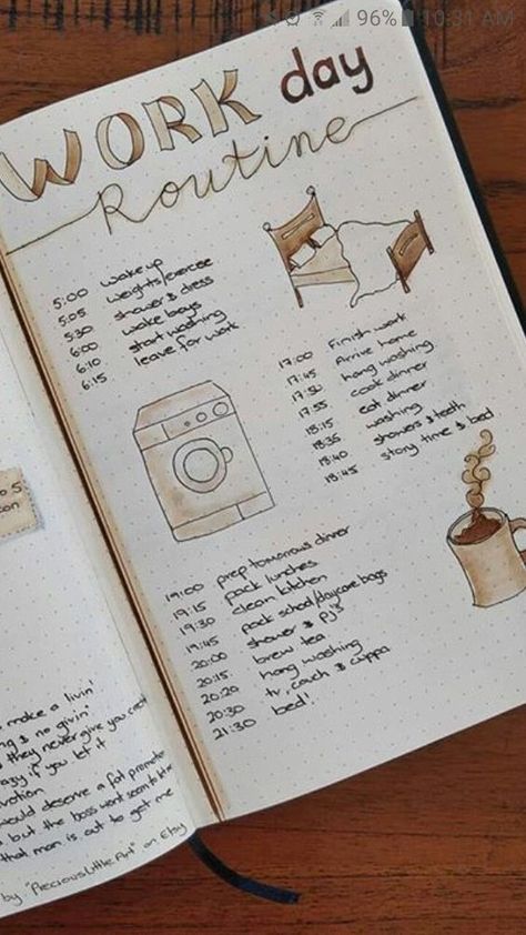 Work Day Routine, Bullet Journal Simple, Journal D'inspiration, Bullet Bullet, Bullet Journal Spreads, Day Routine, Bullet Journal Weekly Spread, Bullet Journal Inspo, Bullet Journal Doodles