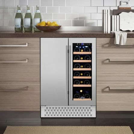 Wine Cubby In Kitchen, Ice Maker In Kitchen Built Ins, Drink Fridge In Kitchen, Wine Refrigerator Cabinet Built Ins, Beverage Fridge Cabinet, Wine Fridge Cabinet Built Ins, Wine Refrigerator Cabinet, Built In Wine Fridge, French Door Design