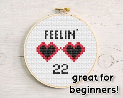 Cross Stitch Pattern for beginners - Taylor Swift Feelin' 22 #BeadingPatterns #SeedBeadPattern #SeedBeadPatternsFree #SeedBeadPatternsTutorials Taylor Swift Cross Stitch Pattern Free, Taylor Swift Cross Stitch Pattern, Taylor Swift Cross Stitch, Cross Stitch Ideas, Cross Stitch Pattern Free, Seed Bead Patterns Free, Free Cross Stitch Patterns, Seed Bead Pattern, Stitch Gift