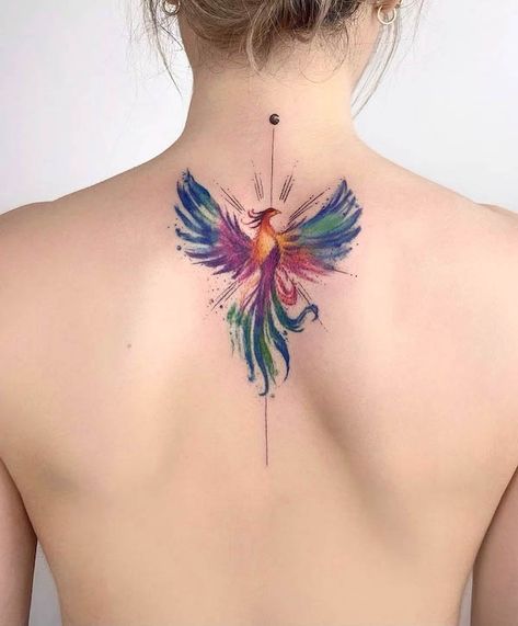 Watercolor Phoenix Tattoo, Phoenix Feather Tattoos, Phoenix Back Tattoo, Phoenix Tattoo Feminine, Small Phoenix Tattoos, Phönix Tattoo, Phoenix Tattoos, Tattoos Infinity, Phoenix Tattoo Design