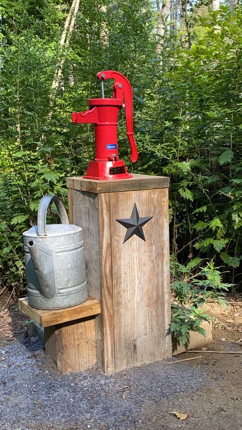 Diy Well Pump House Ideas, Hide Water Well In Yard, Old Well Pump Ideas, Hand Pump Well Ideas, Outdoor Well Cover Ideas Front Yards, Pallet Well Pump Cover, Pitcher Pump Ideas, Well Pump House Ideas, Well Pipe Cover Ideas