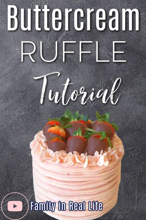 Buttercream Ruffle Cake Tutorial, Ruffle Cake Tutorial, Ruffle Tutorial, Buttercream Ruffle Cake, Ruffle Texture, Wilton 1m, Buttercream Ruffles, Buttercream Designs, How To Make Icing