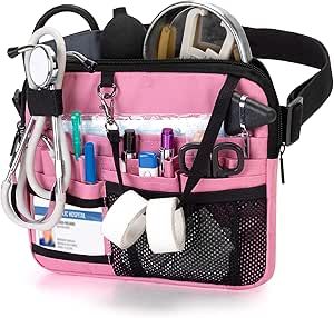 Damero Nurse Fanny Pack with Medical Gear Pockets, Nurse Waist Pouch Nurse Tool Belt with Tape Holder for Stethoscopes, Bandage Scissors and Other Medical Supplies, Pink Nurse Work Bag, Nurse Fanny Pack, Nurse Tools, Medical Bag, Stethoscopes, Utility Bag, Waist Pouch, Nursing Study, Tool Belt