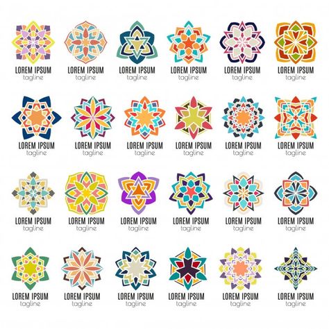 Kaleidoscope mandala icons Premium Vecto... | Premium Vector #Freepik #vector #logo #flower #islamic #ornament Kaleidoscope Pattern Design, Kaleidoscope Logo, Diy Flower Decorations, Kaleidoscope Tattoo, Diy Paper Flower Wall, Islamic Design Pattern, Paper Flower Wall Art, Kaleidoscope Design, Crepe Paper Roses