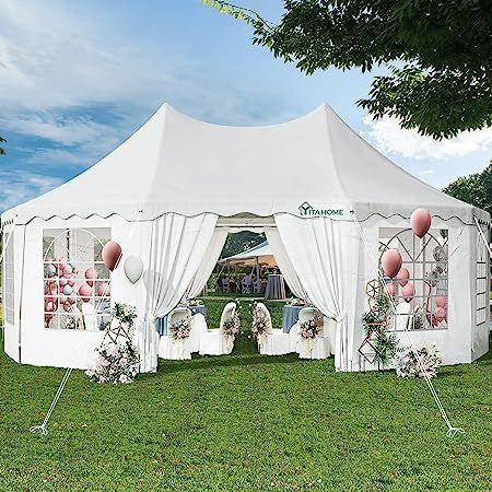 YITAHOME 29x21FT Party Tent Heavy Duty Wedding Canopy Event Shelter Upgraded Ripple Gazebo Large with Roof Removable Sidewalls Commercial Party Tent Wedding, Wedding Canopy, Gazebo Canopy, Steel Canopy, Gazebo Pergola, Outdoor Gazebos, Wedding Tent, Patio Gazebo, Party Tent