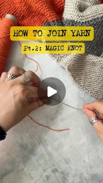 How To Join Yarn, Magic Knot For Joining Yarn, Join Yarn, Joining Yarn, Knitted Projects, Knot Tutorial, Magic Knot, Learn Crochet, Easy Magic