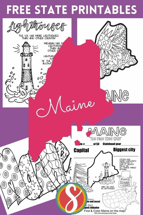 Free Maine Printable Coloring Page Activities — Stevie Doodles Free Printable Coloring Pages State Of Maine Coloring Pages, Printable Activity Sheets, Name Coloring Pages, Free Printable Coloring Sheets, Flag Coloring Pages, Doodle Pages, Free Coloring Sheets, Grand Kids, United States Map