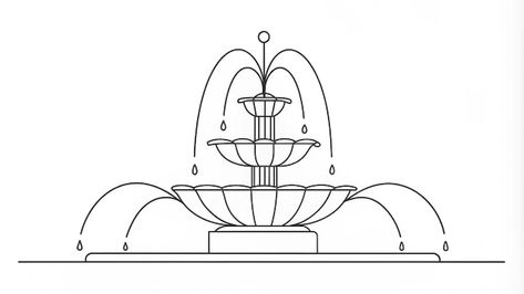 Premium Photo | Continuous Line Drawing of a Water Fountain with Modern and Abstract Design Water Fountain Drawing Easy, Fountain Drawing Easy, Water Fountain Drawing, Fountain Drawing, Empowerment Art, Continuous Line Drawing, Free Business Card Mockup, Continuous Line, Drawings Simple