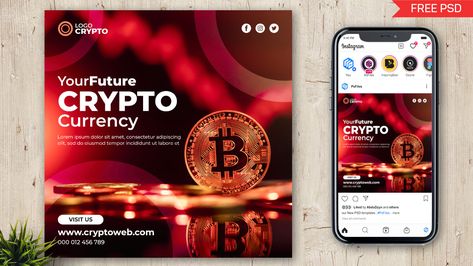 Crypto Social Media Post Design, Crypto Banner Design, Trading Social Media Post, Crypto Social Media Design, Post Banner Design, Free Logo Psd, Carousel Post, Instagram Post Design, Banners Design