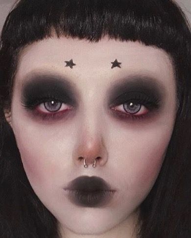 Goth Makeup Looks With Glasses, Minimal Alternative Makeup, Downturned Eyeshadow, Mopey Goth Makeup, Minimal Goth Makeup, No Eyebrows Makeup, Masc Goth Makeup, Victorian Goth Makeup, Cybergoth Makeup