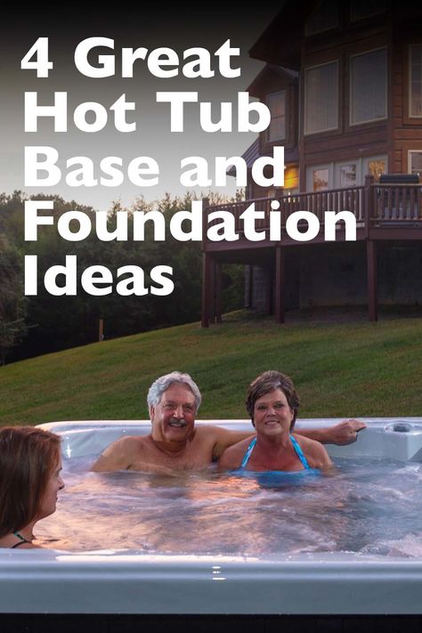 4 Great Hot Tub Base and Foundation Ideas for the perfect hot tub placement Hot Tub Concrete Pad Ideas, Base For Hot Tub, Deck For Hot Tub Ideas, Hot Tub Areas Outdoor, Backyard Hottub Area, Hot Tub Foundation Ideas, Hot Tub Placement Ideas, Landscape Around Hot Tub, How To Move A Hot Tub