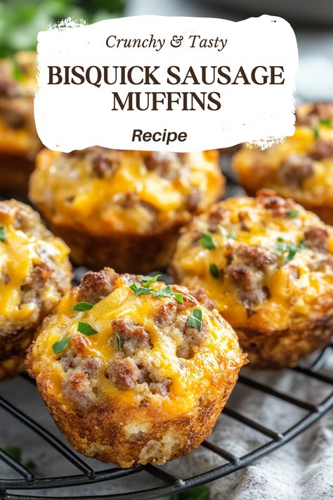 These delicious Mini Sausage Egg Muffins might just top the list of our favorite breakfasts! Packed with savory sausage, cheddar, and hashbrowns, this simple recipe for breakfast muffins will get everyone excited to start their day! Mornings can be hectic, especially during the school year, so I'm always on the lookout for easy breakfast options. Bisquick Sausage Muffins Breakfast, Sausage And Egg Muffins With Bisquick, Breakfast Muffins Egg Sausage Bisquick, Make Ahead Sausage Egg Muffins, Sausage And Cheese Muffins Bisquick, Sausage Eggs And Cheese Muffins, Breakfast Casserole Mini Muffins, 4 Ingredient Sausage Muffins, Sausage Egg Hashbrown Muffins