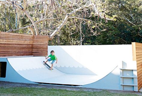 DIY Backyard Skate Ramp Patio Lighting Diy, Backyard Skatepark, Mini Ramp, Byron Bay Beach, Beach House Renovation, Skate Ramp, Terrasse Design, Patio Grande, Backyard Diy