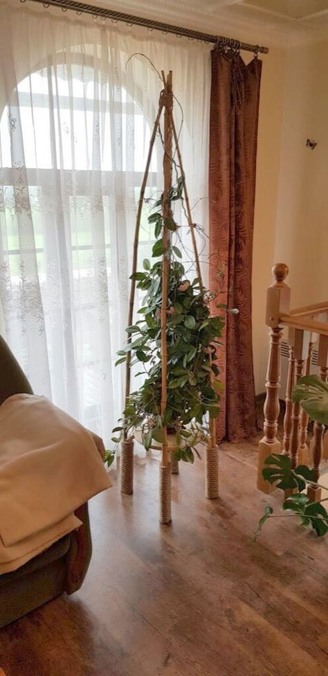 Indoor Plant Trellis, Indoor Trellis, Garden Obelisk, Easy Ikea Hack, Diy Trellis, Deco Nature, Garden Steps, Inside Plants, Diy Plant Stand