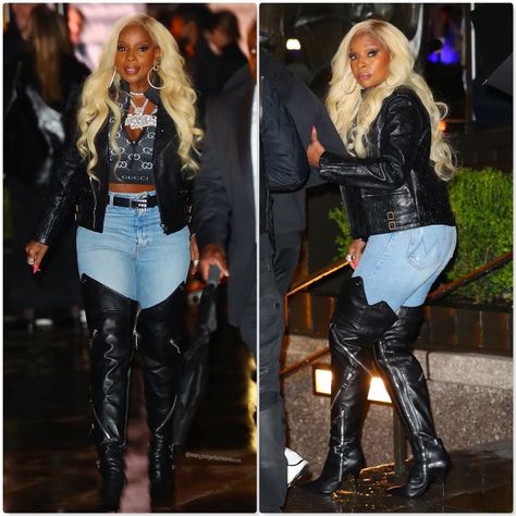 Event: @therealmaryjblige Flipper's Roller Boogie Palace NYC Opening at Rockefeller Center – April 14, 2022 Top: Gucci @gucci Hair: Jazmink @hairbyjazmink Photo/Makeup: Merrell Hollis @merrellhollis maryjblige #fashion #style #celebstyle #instastyle #instafashion #usher #rollerskating #fashion Mary J Blige Boots, Mary J Blige Outfits, Usher Concert Outfit, Thigh High Outfits, Mary J Blige Fashion, Dancehall Outfits, Roller Boogie, Celebrity Boots, Poster Club