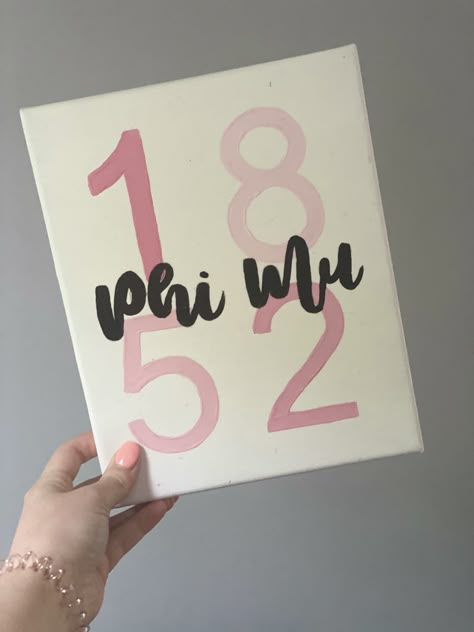 Trendy Sorority Canvas, Aphi Canvas Painting, Theta Painting Canvases, Simple Big Little Reveal, Gbig Sorority Crafts, Easy Sorority Canvas Simple, Cute Canvas Paintings Aesthetic Easy, Pink Big Little Basket, Adpi Painting Canvases