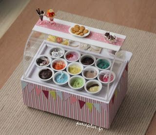 Ice Cream Display, Stephanie Kilgast, Miniature Ice Cream, Crea Fimo, Ice Cream Stand, Toy Food, Doll Food, Mini Craft, Polymer Clay Miniatures