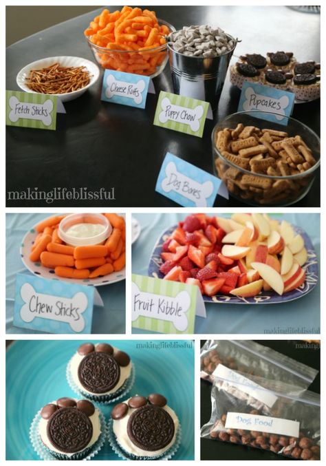 CUTE Puppy Party food ideas! Adopt-a-Puppy Party and Picnic | Making Life Blissful Puppy Party Food, Puppy Adoption Birthday Party, Dog Themed Birthday Party, Dog Themed Parties, Puppy Birthday Parties, Adoption Party, Draw Easy, Paw Patrol Birthday Party, Puppy Birthday