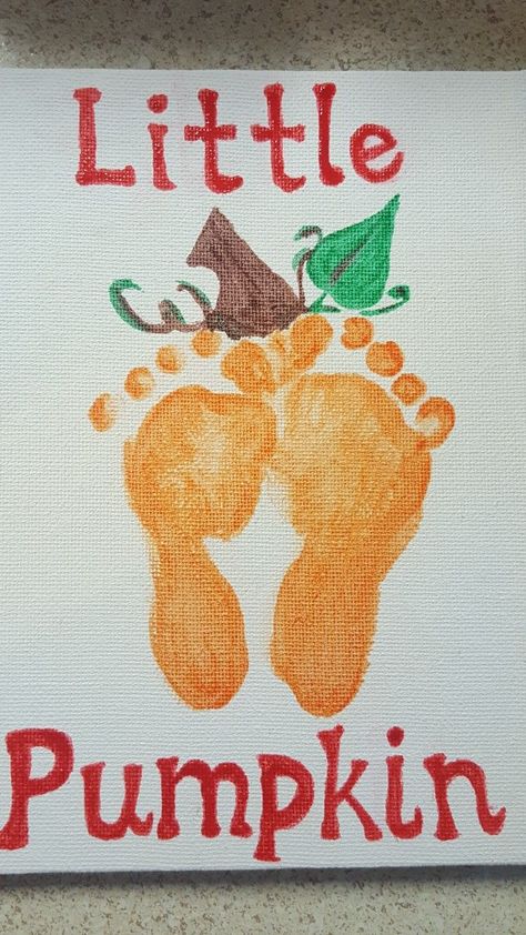 Fall Themed Crafts For Infants, Pumpkin Arts And Crafts For Infants, First Halloween Footprint Art, Fall Paint Ideas For Toddlers, Fall Keepsakes For Toddlers, Infant Fall Art Projects, Infant Footprint Halloween Art, October Footprint Crafts, Fall Family Projects Preschool