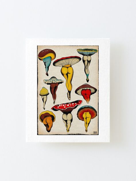 Another entry in my series of sexy vegetables, These naked mushrooms, presented like a vintage botanical illustration, will make you smile. Veganism is sexy and they are here to prove it! • Millions of unique designs by independent artists. Find your thing. Vintage Mushroom Art, Illustration Botanique Vintage, Art Flash, Mushroom Tattoos, Book Page Art, Botanical Wall Decor, Botanical Illustration Vintage, Vintage Mushroom, Mushroom Decor