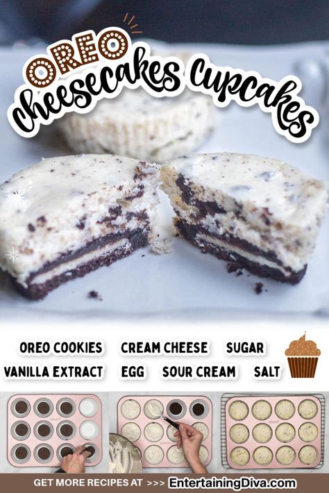 Oreo Mini Cheesecake, Quick Oreo Cheesecake, Mini Cheesecakes With Oreo Crust, Cheesecake Recipes Oreo Crust, Oreo Bottom Cheesecake, Mini Cheesecake Cupcakes, Oreo Cheesecake Cupcakes, Oreo Cheesecake 9x13 Pan, Cheesecake Cupcakes Recipe