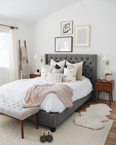 Gray Bed, Decor Ikea, Hygge Home, 아파트 인테리어, Master Bedrooms Decor, Modern Bed, My New Room, Luxurious Bedrooms, Cozy Bedroom