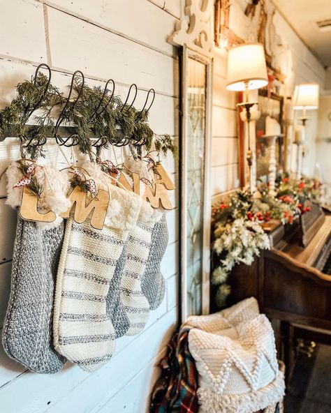 Stockings Not On Fireplace, Where To Hang Christmas Stockings Ideas, Stockings With No Fireplace, Stocking Without Fireplace, Stocking With No Fireplace, Ideas For Hanging Stockings, Stocking Placement No Fireplace, Stockings No Fireplace Ideas, Stockings No Mantle Fireplace