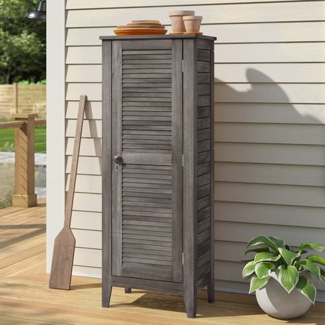 Sand & Stable™ Amagansett 104.73 Gallons Gallon Water Resistant Acacia Solid Wood Cabinet Deck Box with Lock & Reviews | Wayfair Pool Towel Storage, Pool Storage, Porch Storage, Box With Lock, How To Waterproof Wood, Outdoor Storage Cabinet, Patio Storage, Door Inspiration, Solid Wood Cabinets