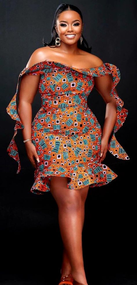 Cute Kitenge Dress Designs, Short Kitenge Dresses Designs, Ankara Dress Designs Chic, Ankara Short Gown Dresses, Kitenge Dress Designs, Short Ankara Dress, Chitenge Dresses, African Print Styles, Chitenge Outfits