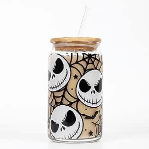 Tea Coffee Sugar Jars, Creepy Halloween Party, Halloween Beer, Jack Nightmare Before Christmas, The Nightmare Before Christmas Decorations, Halloween Drinks Alcohol, Glass Cup With Lid, Cup With Lid And Straw, Halloween Cans