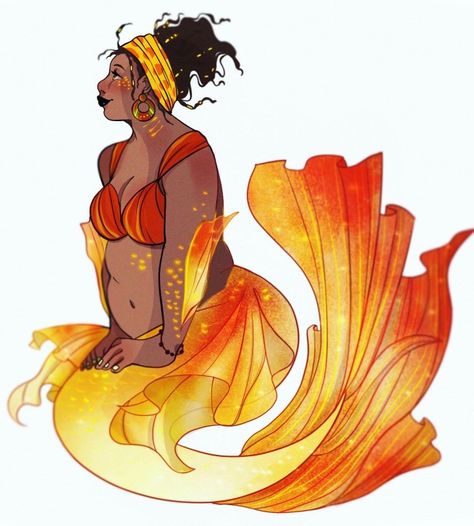 Clown Fish Mermaid, Plus Size Mermaid Art, Plus Size Dnd Character, Curvy Mermaid, Plus Size Mermaid, Mermaid Drawings, Mermaid Art, Creature Concept, Art Tutorials Drawing