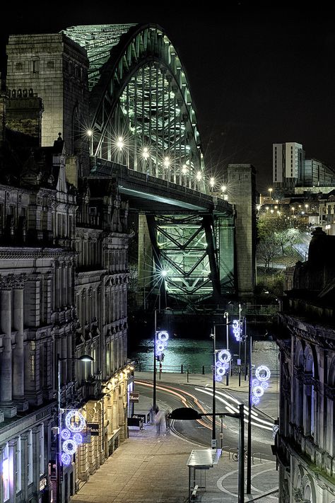 Quayside, Newcastle upon Tyne, England (by Tim Saxon) Newcastle Quayside, Tyne Bridge, Newcastle Gateshead, Newcastle England, City At Night, United Kingdom Travel, Northern England, North East England, Tyne And Wear