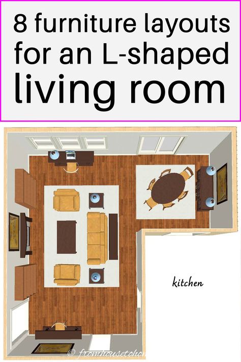 Do you have an L-shaped living room? Having trouble arranging the furniture? Check out these 8 ways to layout an L-shaped living room that will show you how to create an interior design you'll be happy with. | Interior Designing L Shaped Living Room Layout, Awkward Living Room, Living Room Office Combo, Living Room Layout Ideas, L Shaped Living Room, Living Room Layouts, Room Layout Ideas, Dining Room Layout, Furniture Placement Living Room