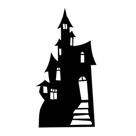 Haunted House Silhouette Small Cutout - ClipArt Best - ClipArt Best Haunted House Silhouette, Spooky Paintings, Moldes Halloween, Imprimibles Halloween, Cardboard Standup, Window Mural, Photo Halloween, House Silhouette, Adornos Halloween