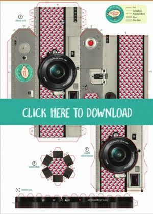 Free Printable DIY Paper Camera Photo Frame | Printable gifts | Download this unique paper camera from SkyGoodies and TodaysCreativeLife.com Diy Paper Camera, Camera Photo Frame, Camera Crafts, Paper Camera, Printable Gifts, 3d Templates, Frame Printable, Diy Camera