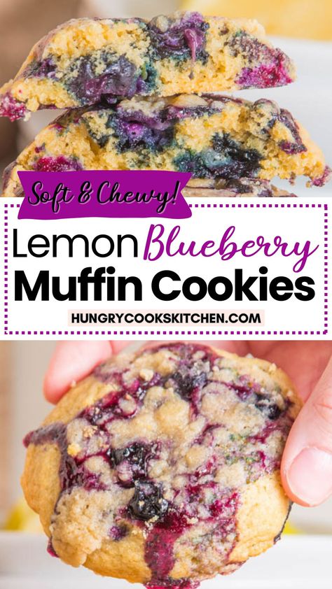 Blueberry Muffin Cookies, Blueberry Cookies Recipes, Muffin Cookies, Lemon Blueberry Cookies, Easy Cookie Recipe, Blueberry Cookies, Berry Muffins, Holiday Cookie Exchange, Lemon Blueberry Muffins