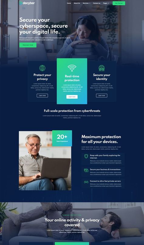 Cyber Security Services Elementor Template Kit Cybersecurity Website Design, Layout Site, Corporate Website Design, Best Website Design, Webdesign Inspiration, Website Security, Ui Design Website, Corporate Website, Landing Page Template