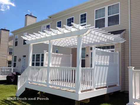 Hometalk Vinyl Deck, White Pergola, Small Pergola, Deck Privacy, Pergola Swing, Patio Deck Designs, Deck Designs Backyard, Backyard Pergola, Deck With Pergola