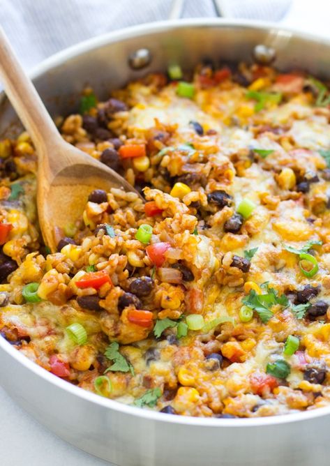 Enchiladas Chicken, Mexican Rice Casserole, Recipe Casserole, Mexican Enchiladas, Rice Recipes For Dinner, Rice Beans, Enchiladas Recipe, Rice And Beans, One Skillet