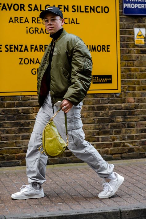 Teal Suit, Pastel Jacket, Dark Clothing, London Fashion Week Mens, Black Overcoat, London Fashion Week Street Style, Wool Overcoat, Straight Cut Jeans, Cropped Leather Jacket