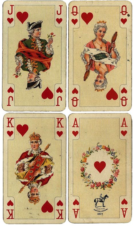 Wings of Whimsy: Antique French Playing Cards - Hearts - free for personal use #ephemera #printable #vintage Stary Papier, Images Victoriennes, French Things, Vintage French Art, Playing Cards Art, Printable Collage Sheet, Free Vintage Printables, Vintage Playing Cards, Heart To Heart