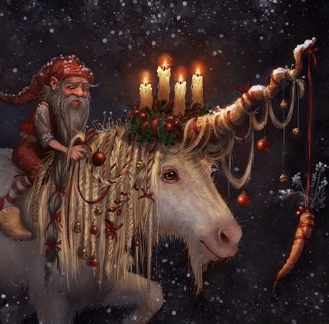 Pagan Christmas, Pagan Yule, Saint Lucy, Dark Christmas, Winter's Tale, Christmas Town, Unicorn Art, Stock Art, Mythological Creatures