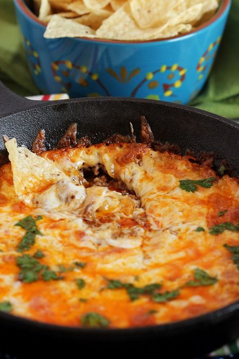 Queso Fundido with Chorizo | The Suburban Soapbox Chorizo Recipes Appetizers, Flaming Cheese, Queso Fundido With Chorizo, The Best Queso, Queso Fundido Recipe, Fundido Recipe, Chorizo Recipe, Chorizo Recipes, Queso Fundido