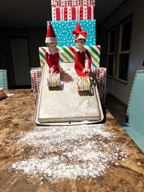 Elf Sleigh Ideas, Elf Sleigh, Elf On The Shelf Sledding Ideas, Elf On The Shelf Sleigh Ideas, Elf On The Shelf Sled, Elf On The Shelf Sleigh, Elf On Candy Cane Sled, Elf On The Shelf Slide, Sled Elf On The Shelf