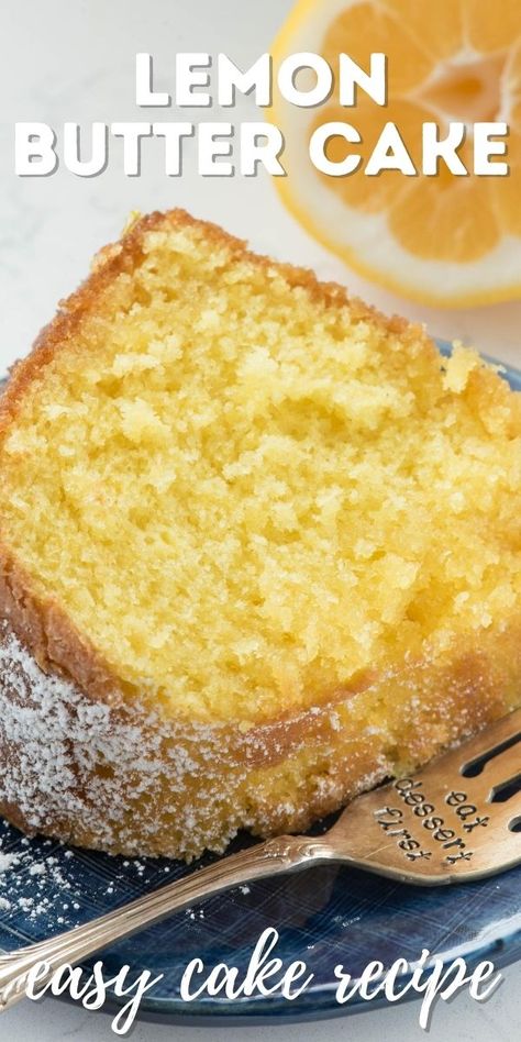 This EASY Cake Recipe is full of buttery and lemon flavor. Start with a cake mix and make a bundt cake soaked with a warm lemon butter sauce. This is a huge hit and one of the most popular recipes! Recipes Using Boxed Lemon Cake, Lemon Butter Pound Cake, Lemon Butter Pound Cake Recipe, Lemon Cake Mix Bundt Cake, Lemon Butter Cake 12 Tomatoes, Boxed Lemon Cake Hacks, Best Cake Mix Recipe, Lemon Bundt Cake From Cake Mix Boxes, Bundt Cake Recipes Lemon