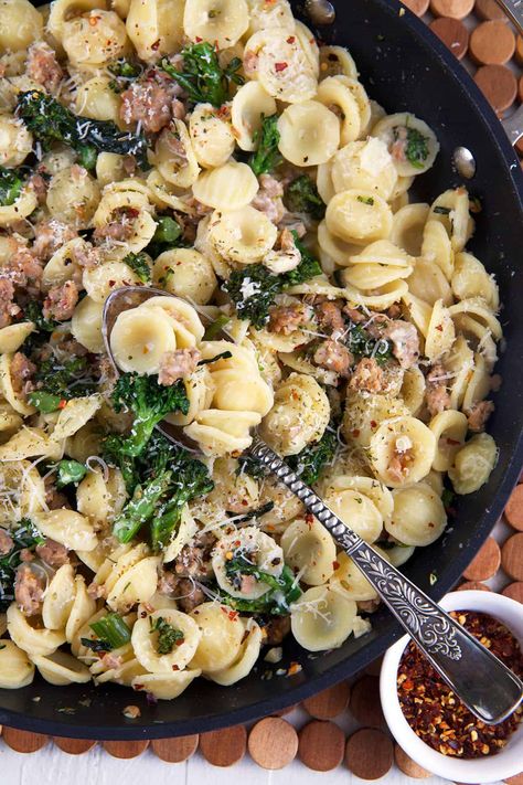 Orechetti Sausage Broccoli, Spicy Sausage Orecchiette, Orecchiette With Broccoli Rabe And Sausage, Orichette Pasta Sausage Broccoli, Orecchiette Pasta Recipes, Orecchiette With Sausage And Broccoli, Orecchiette With Sausage, Sausage And Broccoli, Fast Meals