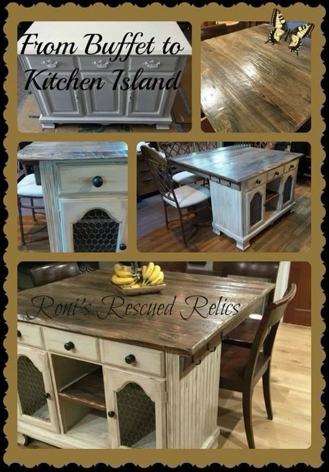 Rustic Kitchen Island, Diy Kitchen Island, Kitchen Island Design, Kitchen Decorating, Chic Kitchen, Shabby Chic Kitchen, Kitchen Redo, Refurbished Furniture, Shabby Vintage