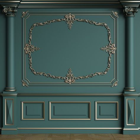 Wall Molding Picture Frame, Baroque Wall Paneling, Victorian Moulding Wall, Victorian Wall Molding, Vintage Wall Paneling, Frame Shop Interior, Classic Wall Painting, Wallpaper Backgrounds Wall, Classic Wall Design