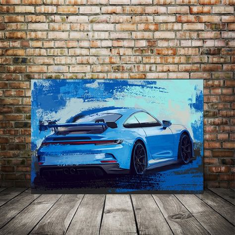 Porsche GT3 Blue Art. Automotive Painting Race Car Artwork - Etsy Norway Porsche Painting Canvas, Porsche Gt3 992, Car Painting Canvas, Porsche Painting, Blue Porsche, Porsche Art, Husband Gift Ideas, Cool Car Drawings, Car Artwork